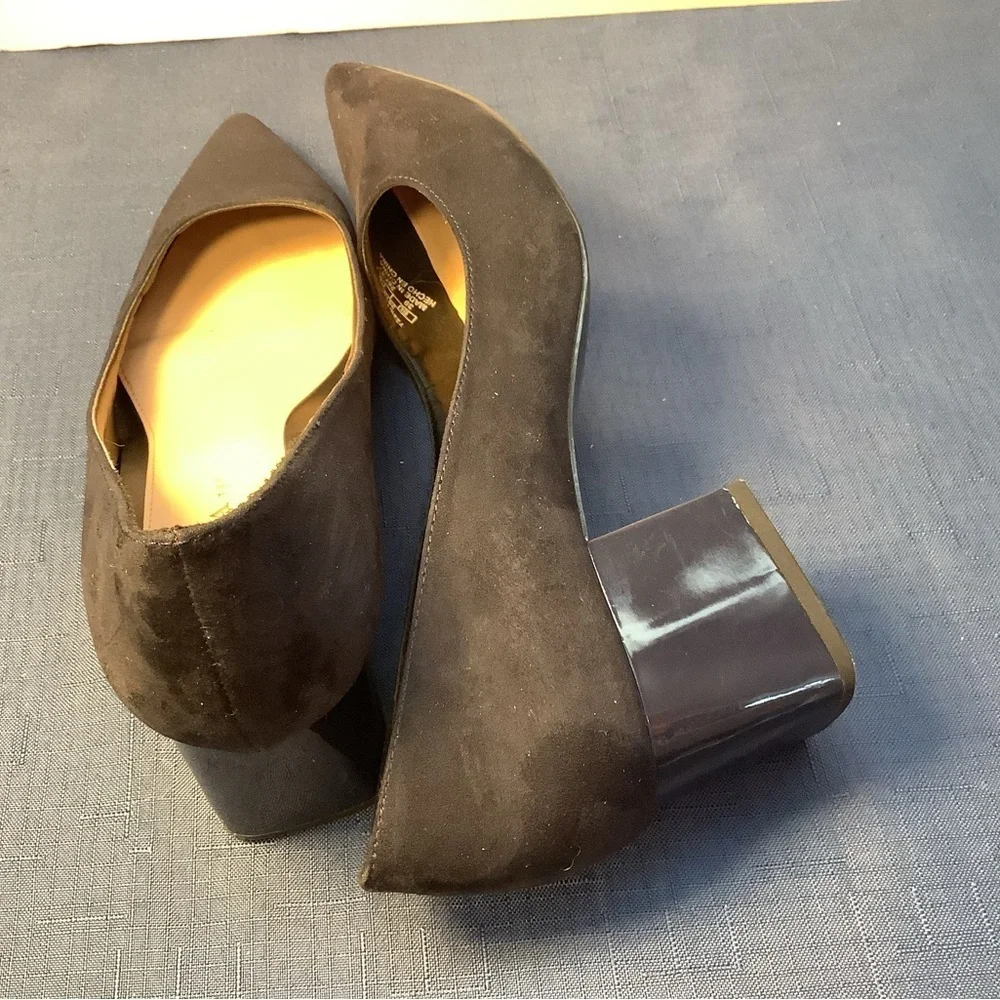 Zara TRF Block Heel Blue Suede-Like Women's Shoes Size 39 EU / 8.5 US - Picture 3 of 4